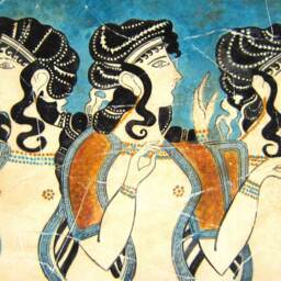 Minoan Blue Ladies Fresco Painting From Crete Knossos Palace , Museum Copy For Gift Her - thumbnail 2