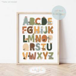 Safari Alphabet Print, Abc Animals Scandi Nursery Decor, Educational Playroom Prints, Kids Art - thumbnail 2
