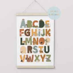 Safari Alphabet Print, Abc Animals Scandi Nursery Decor, Educational Playroom Prints, Kids Art - thumbnail 3