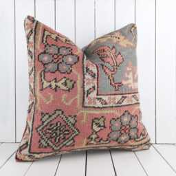 24x24 Kilim Pillow, Sham Pillow Throw, Authentic Cover, Boho Vintage Ethnic Turkish - thumbnail 2
