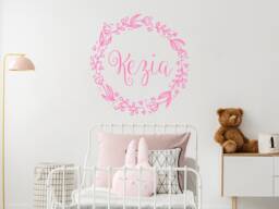 40% Off Custom Decal Wreath Baby Name, Girl Wall For Nursery Decor, Rustic Stickers For Home, Plant Pattern Door Room - thumbnail 1