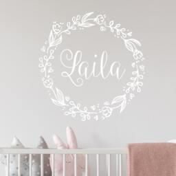 40% Off Custom Decal Wreath Baby Name, Girl Wall For Nursery Decor, Rustic Stickers For Home, Plant Pattern Door Room - thumbnail 2
