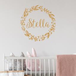 40% Off Custom Decal Wreath Baby Name, Girl Wall For Nursery Decor, Rustic Stickers For Home, Plant Pattern Door Room - thumbnail 3