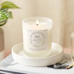 Personalised Naming Day Candle Floral Scented Frosted Glass - thumbnail 1