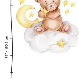 Sleeping Teddy Bear & Bunny Nursery Decal - Removable Kids Wall Art - Baby Room Decor, Soft Neutral Tones, Peel Stick Wallpaper - thumbnail 3