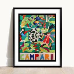 Vintage Campari Football Art Print Italian Bar Wall Decor - thumbnail 2