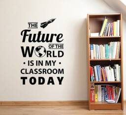 The Future Of World Classroom Quote Wall Decal Vinyl Sticker Study Education Inspirational Knowledge Art School Teacher Room Decor 4En - thumbnail 1