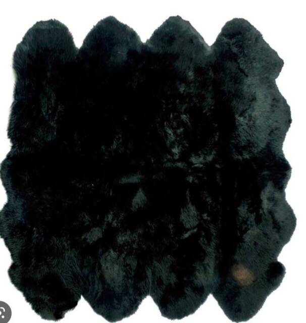 Huge Sheepskin Rug . 8 Skin Black Rug, Luxury Genuine , Sofa Cover Bed , Large - image 1