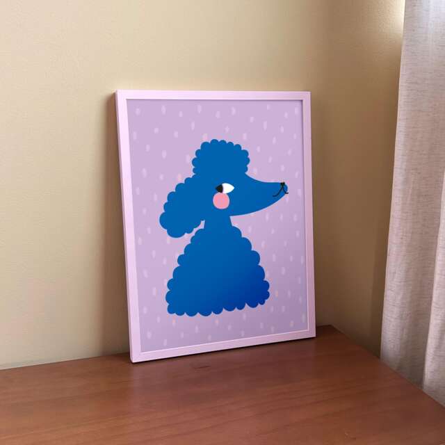 Blue Poodle Print - Illustration Poster For Kids Wall Decor Children's Room Nursery - image 1