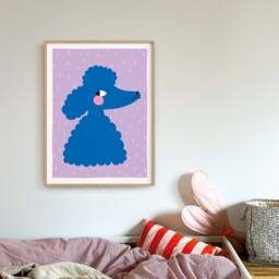 Blue Poodle Print - Illustration Poster For Kids Wall Decor Children's Room Nursery - thumbnail 2