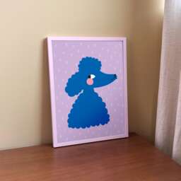 Blue Poodle Print - Illustration Poster For Kids Wall Decor Children's Room Nursery - thumbnail 1