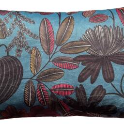Petroleum Cushion Cover Teal Pink Purple Black Yellow Orange Floral Plants Herbarium Flowers - thumbnail 3