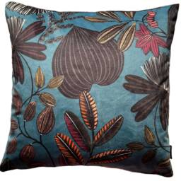 Petroleum Cushion Cover Teal Pink Purple Black Yellow Orange Floral Plants Herbarium Flowers - thumbnail 2