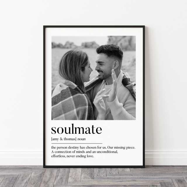 Personalised Photo Print - Soul Mate Valentines Gift Boyfriend Gift, Girlfriend Anniversary - image 1