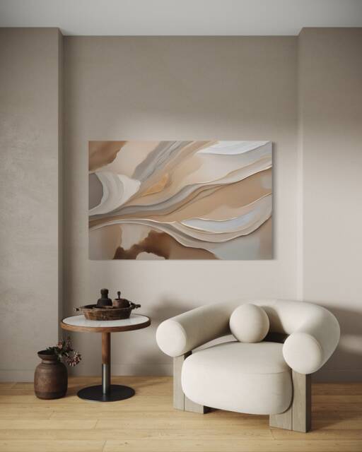 Cream Beige Neutral Minimalist French Velvet Wall Art Large Canvas Sale Abstract Art Painting Modern Home Room Decor - image 1