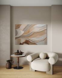 Cream Beige Neutral Minimalist French Velvet Wall Art Large Canvas Sale Abstract Art Painting Modern Home Room Decor - thumbnail 1