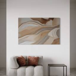 Cream Beige Neutral Minimalist French Velvet Wall Art Large Canvas Sale Abstract Art Painting Modern Home Room Decor - thumbnail 3