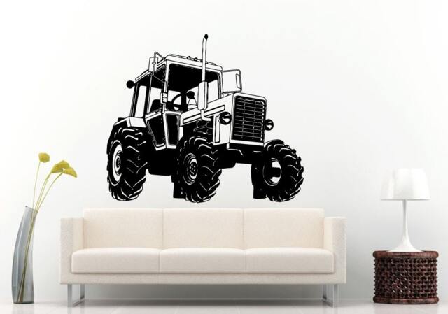Tractor Trailer Big Tires Farmer Vehicle Work Boys Room Kids Children Toddler Wall Decal Vinyl Sticker Mural Decor L1098 - image 1