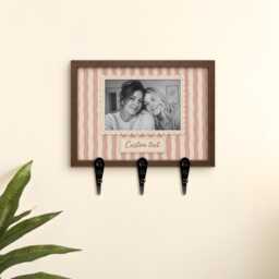 Personalized Pink Striped Wooden Photo Key Holder - thumbnail 4