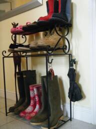 Wrought Iron Welly/Shoe Rack, Metal, Hallway, Shoe Storage, Boots, Trainers, Welly Stand, Porch Organiser. Metal Rack