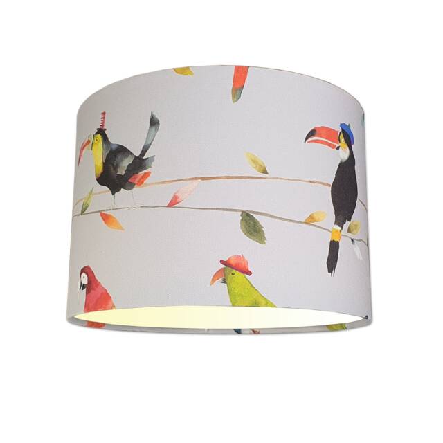 Lampshades in Toucan Talk Grey Fabric Various Sizes Handmade - Free UK Delivery - image 1