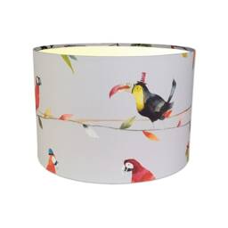 Lampshades in Toucan Talk Grey Fabric Various Sizes Handmade - Free UK Delivery - thumbnail 2