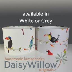 Lampshades in Toucan Talk Grey Fabric Various Sizes Handmade - Free UK Delivery - thumbnail 4