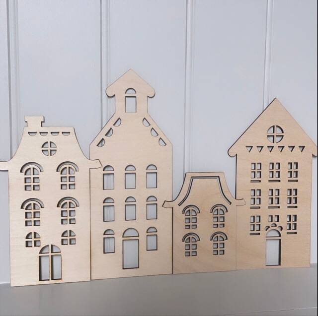 Scandi Wooden House Wall Art Laser Cut Nordic Nursery Decor - image 1