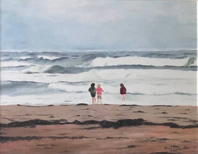 Pei Seascape Art Print Girls On The Beach, Canadian - 5x7 - image 1