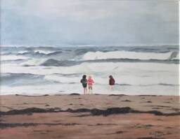 Pei Seascape Art Print Girls On The Beach, Canadian - 5x7 - thumbnail 1