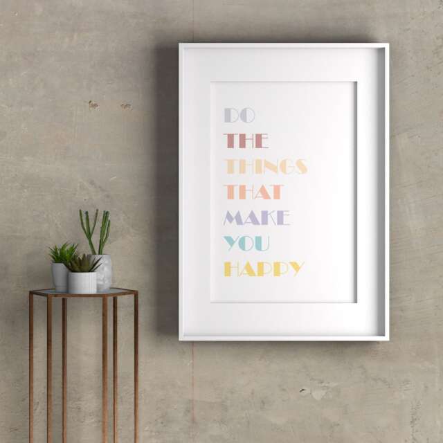Affirmation Print Happy Postive Energy Self Love Care A3, A4, 10x8, 8x6, 5x7 & 4x6 Wall Art Prints