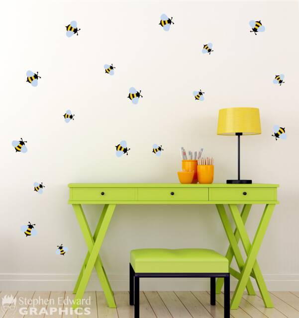 Bee Wall Decal - Set Of 17 Bumblebees Sticker - image 1