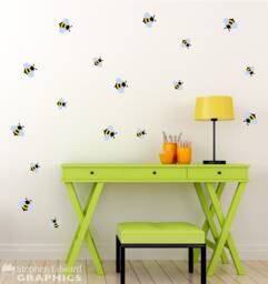Bee Wall Decal - Set Of 17 Bumblebees Sticker - thumbnail 1