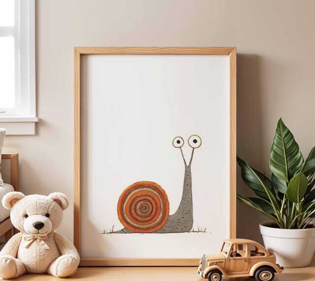 Whimsical Snail Nursery Poster - Cute Animal Wall Art For Baby Room, Kids Bedroom, Playroom Or Decor