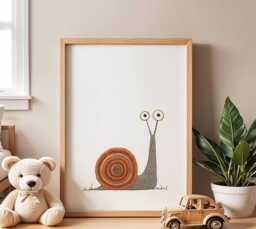 Whimsical Snail Nursery Poster - Cute Animal Wall Art For Baby Room, Kids Bedroom, Playroom Or Decor - thumbnail 1