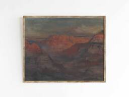 Canyon Dusk - Vintage Landscape Southwest Desert Western Oil Painting New Mexico Art Print Sizes 8x10 11x14 16x20 - thumbnail 1