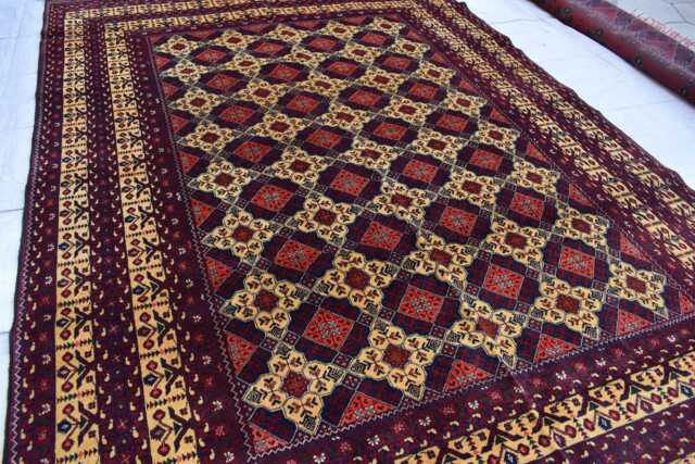Handwoven Yousafi Wool Rug 9.9 X 6.6 Ft Afghan Geometric Carpet - image 1