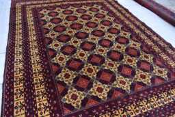 Handwoven Yousafi Wool Rug 9.9 X 6.6 Ft Afghan Geometric Carpet - thumbnail 1
