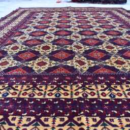 Handwoven Yousafi Wool Rug 9.9 X 6.6 Ft Afghan Geometric Carpet - thumbnail 3
