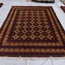 Handwoven Yousafi Wool Rug 9.9 X 6.6 Ft Afghan Geometric Carpet - thumbnail 2