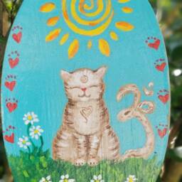 Meditating Kitty Wall Hanging/ Baby Room Decor/ Kid's Yogi Yoga Cat Decor/Om Meow - thumbnail 2