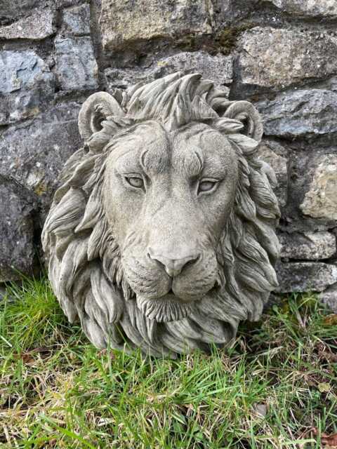 Large Lion Head Stone Statue - African Animal Bust Outdoor Garden Ornament Decor - image 1