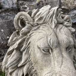 Large Lion Head Stone Statue - African Animal Bust Outdoor Garden Ornament Decor - thumbnail 3