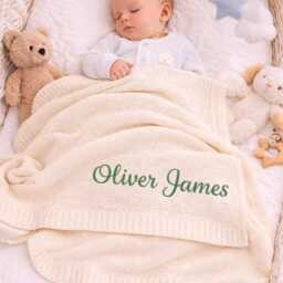 Embroidered Baby Blanket, Custom Name Newborn Soft Lap Unique New Gift - thumbnail 4