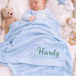 Embroidered Baby Blanket, Custom Name Newborn Soft Lap Unique New Gift - thumbnail 3
