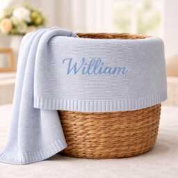 Embroidered Baby Blanket, Custom Name Newborn Soft Lap Unique New Gift - thumbnail 2