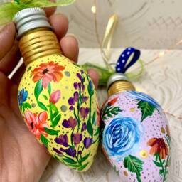 Set Of 2 Hand Painted Collectible Christmas Ornaments With Individual Handmade Hangers - thumbnail 3