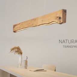 Oak Wood Rustic Light Fixture, Farmhouse Wooden Live Edge Chandelier For Dining Room, Unique Ceiling Table & Kitchen - thumbnail 3