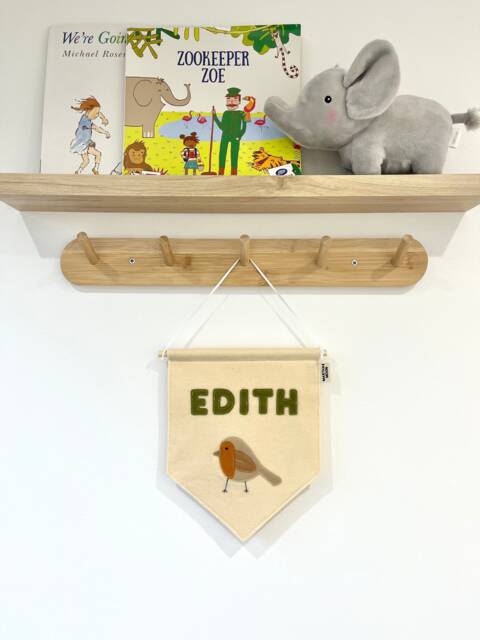 Personalized Robin Fabric Banner - Nursery Decor, Kids Room Sign - image 1