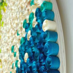 Tropical Coast Theme 3D Wooden Mosaic Wall Art - Turquoise Beach House Decor - thumbnail 2